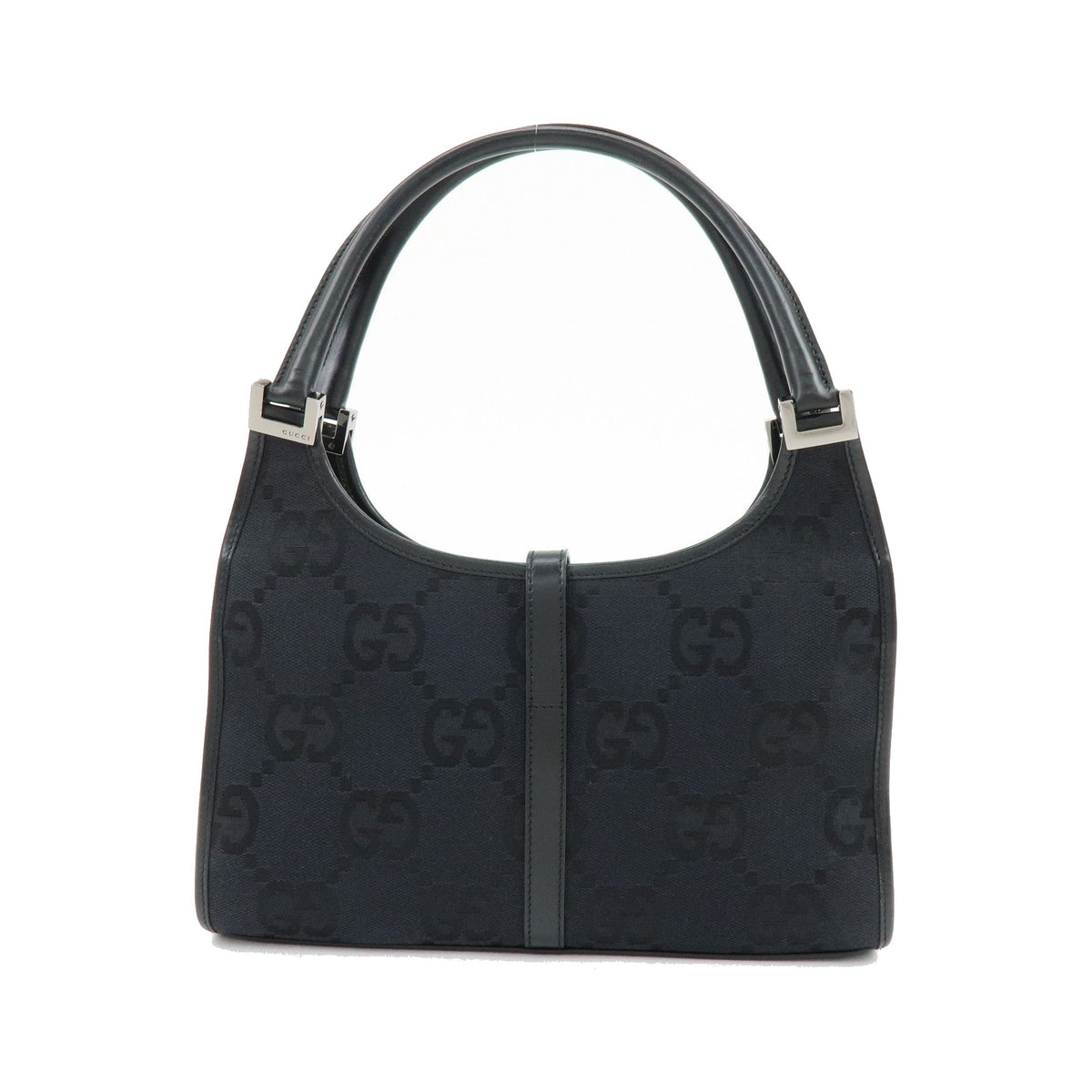 Gucci Piston Jackie O Hobo Leather, Black, Canvas, Handbag