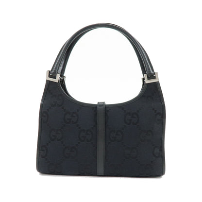 Gucci Piston Jackie O Hobo Leather, Black, Canvas, Handbag