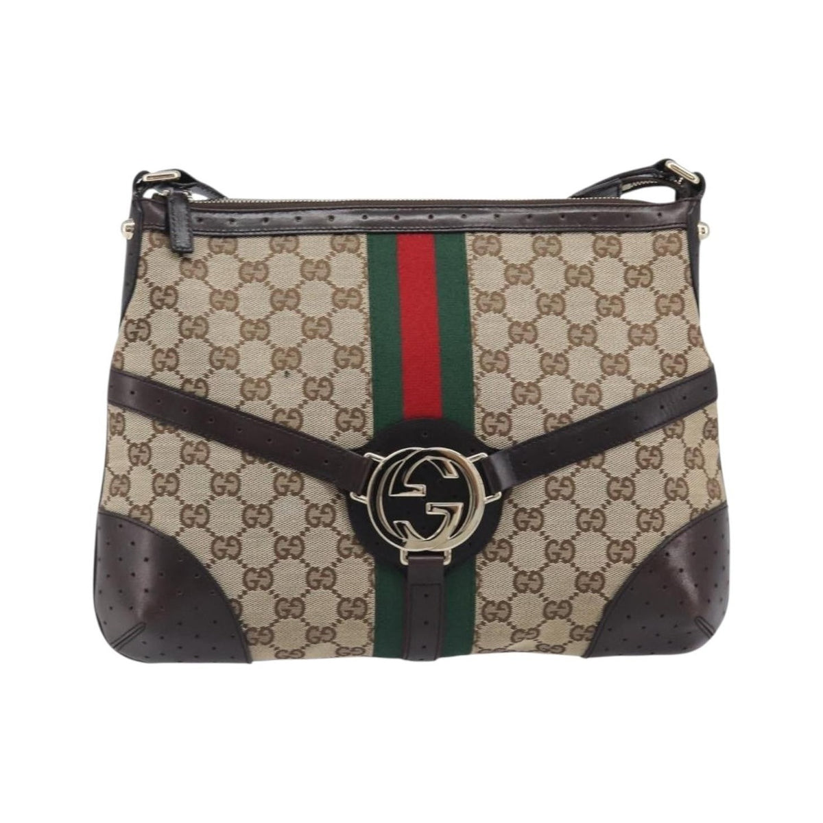 Gucci Reins Web Canvas, Beige, Canvas, Shoulder Bag