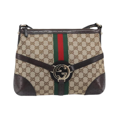 Gucci Reins Web Canvas, Beige, Canvas, Shoulder Bag