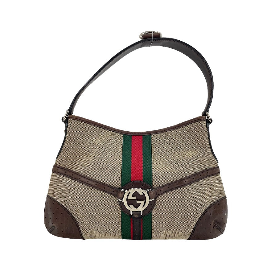 Gucci Reins Web Canvas, Brown, Canvas, Shoulder Bag
