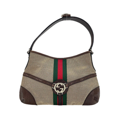 Gucci Reins Web Canvas, Brown, Canvas, Shoulder Bag