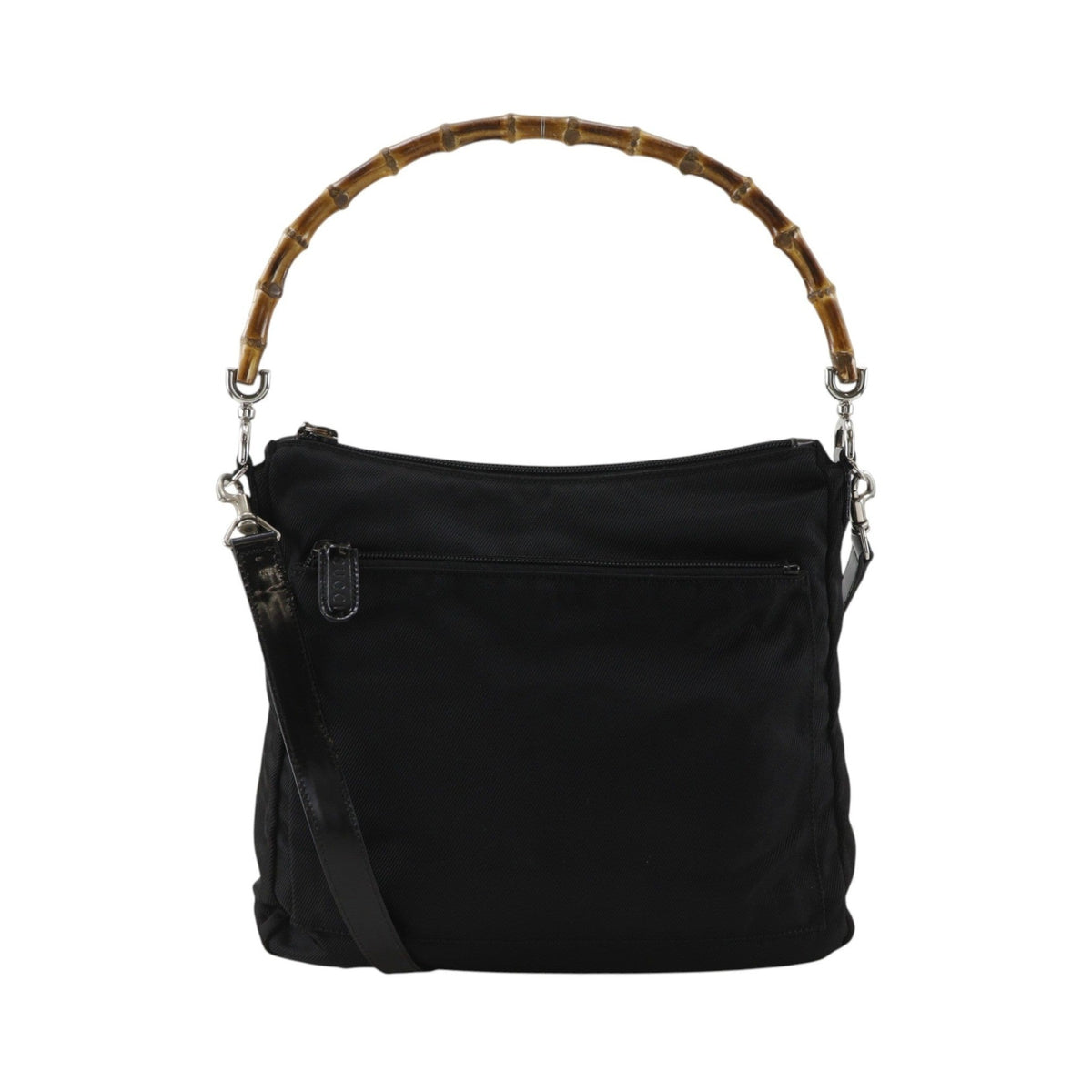 Gucci Sherry bamboo Nylon, Black, Nylon, Shoulder Bag