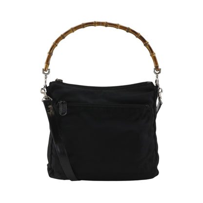 Gucci Sherry bamboo Nylon, Black, Nylon, Shoulder Bag