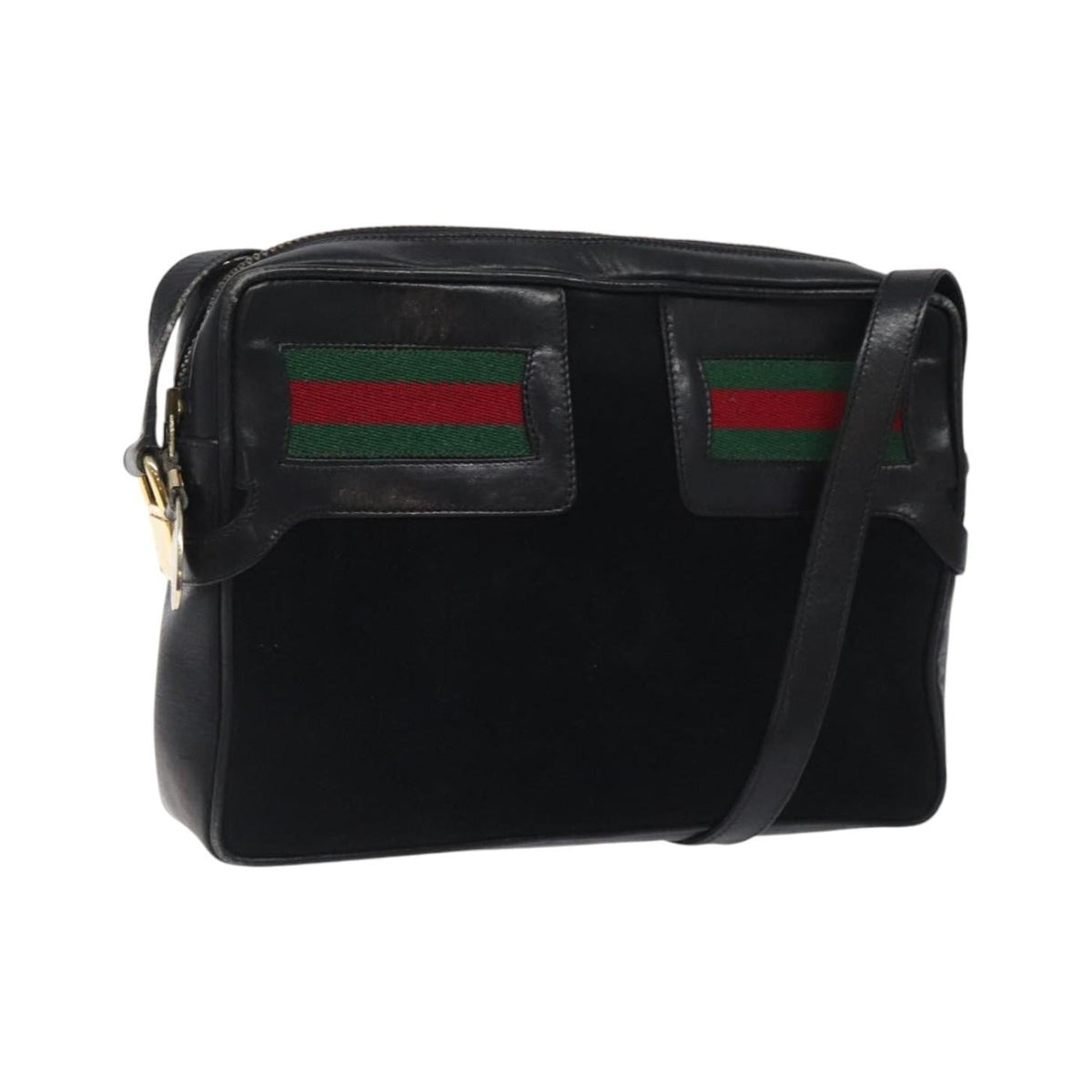 Gucci Sherry line shoulder Suede, Black, Suede, Handbag