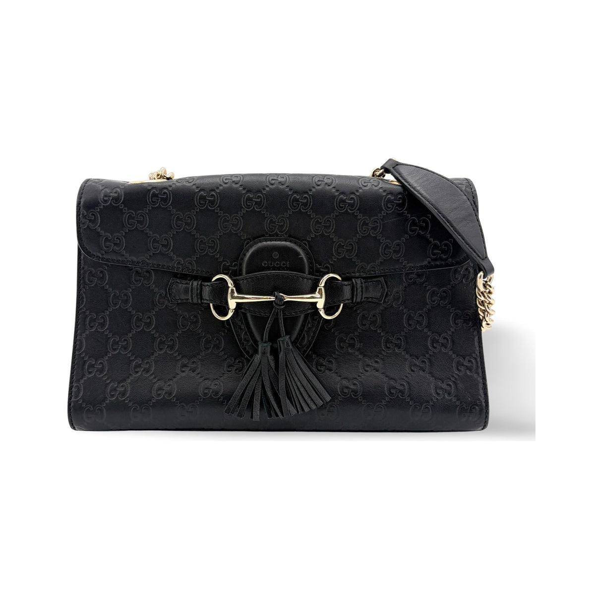Gucci Shoulder Flora Canvas, Black, Leather, Shoulder Bag