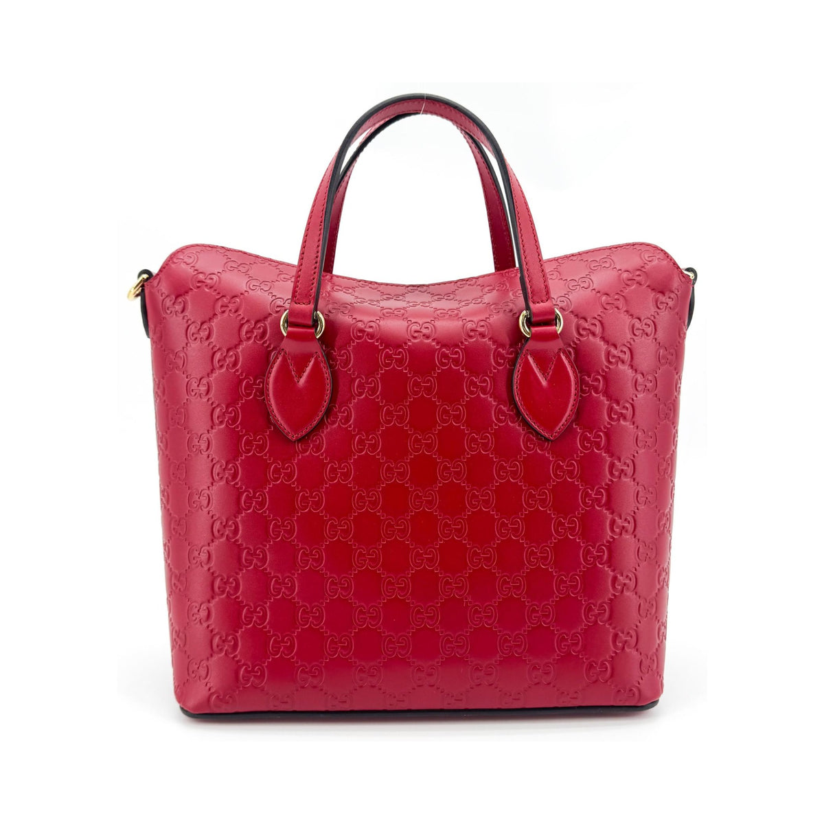 Gucci Signature Fold Over Guccissima Leather, Red, Leather, Tote Bag