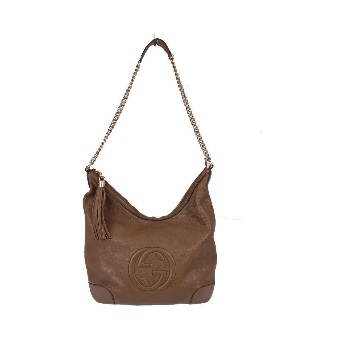 Gucci Soho Chain Hobo Leather, Brown, Leather, Shoulder Bag