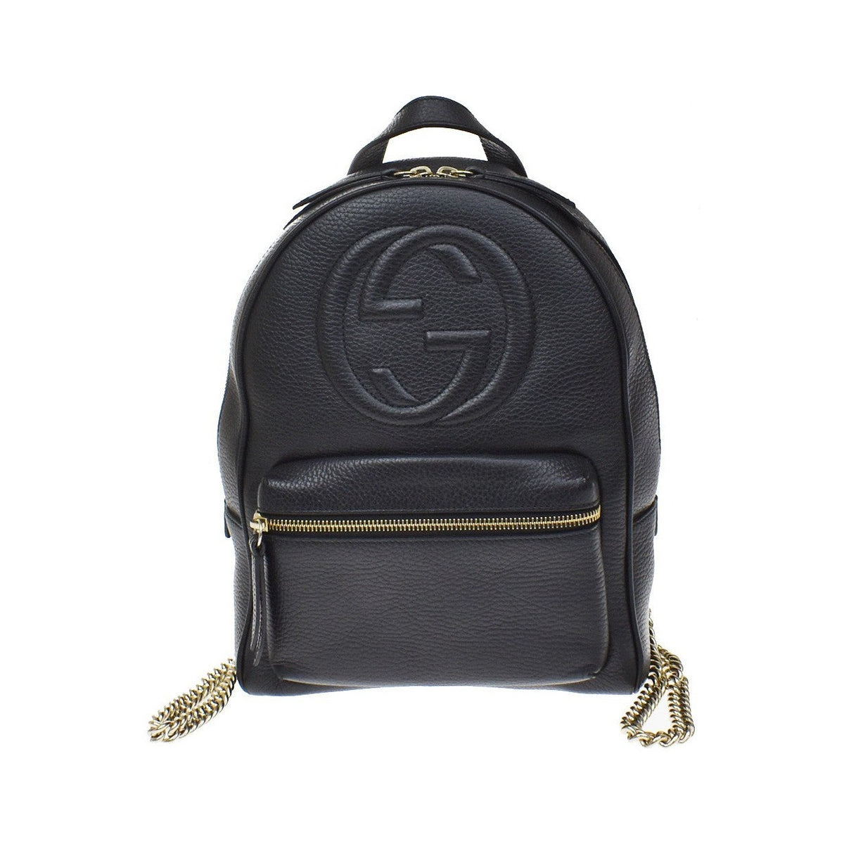 Gucci Soho Chain Leather, Black, Leather, Backpack