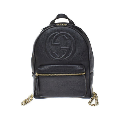 Gucci Soho Chain Leather, Black, Leather, Backpack