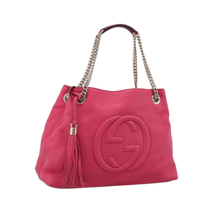 Gucci Soho Chain Strap Leather, Pink, Leather, Shoulder Bag