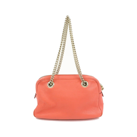 Gucci Soho Chain Zip Leather, Pink, Leather, Shoulder Bag