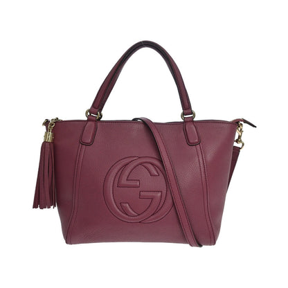 Gucci Soho Convertible Top Handle Leather, Purple, Leather, Handbag