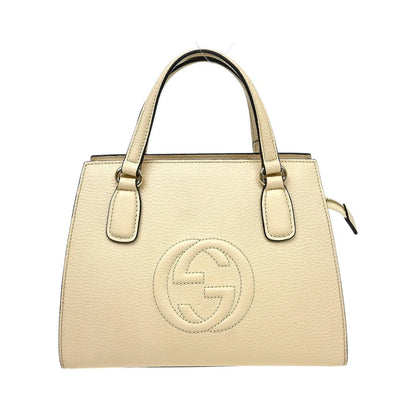 Gucci Soho Convertible Top Handle Satchel Leather, Beige, Leather, Handbag