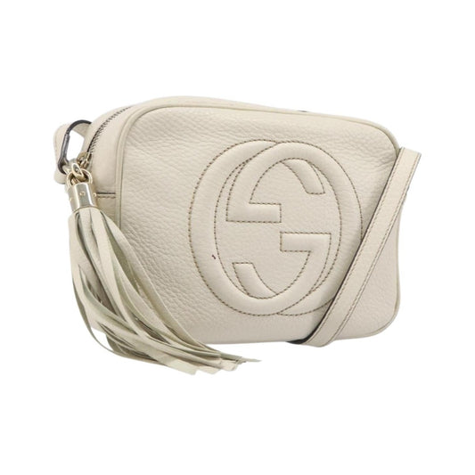 Gucci Soho Disco Leather, White, Leather, Shoulder Bag