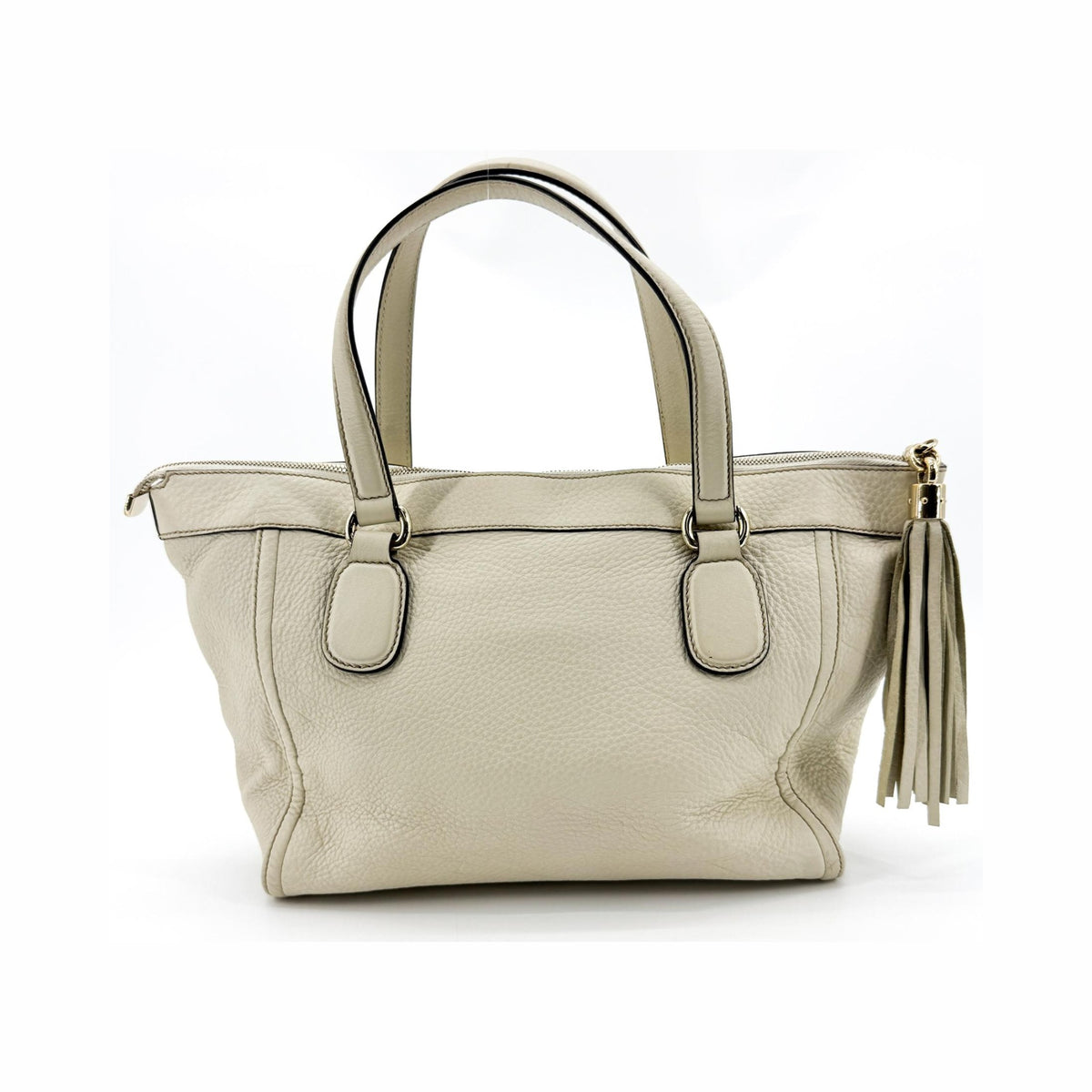 Gucci Soho Zip Leather, Beige, Leather, Tote Bag
