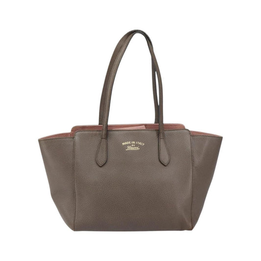 Gucci Swing Leather, Gray, Leather, Tote Bag