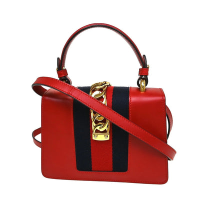 Gucci Sylvie Leather, Red, Leather, Shoulder Bag