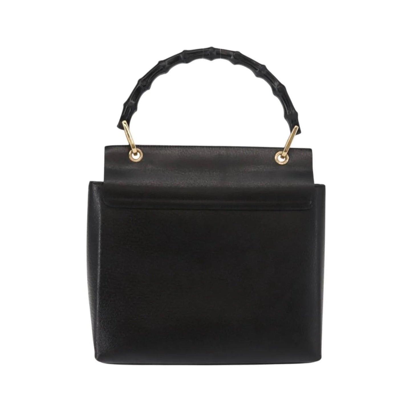 Gucci Vintage Bamboo Handle Leather, Black, Leather, Handbag