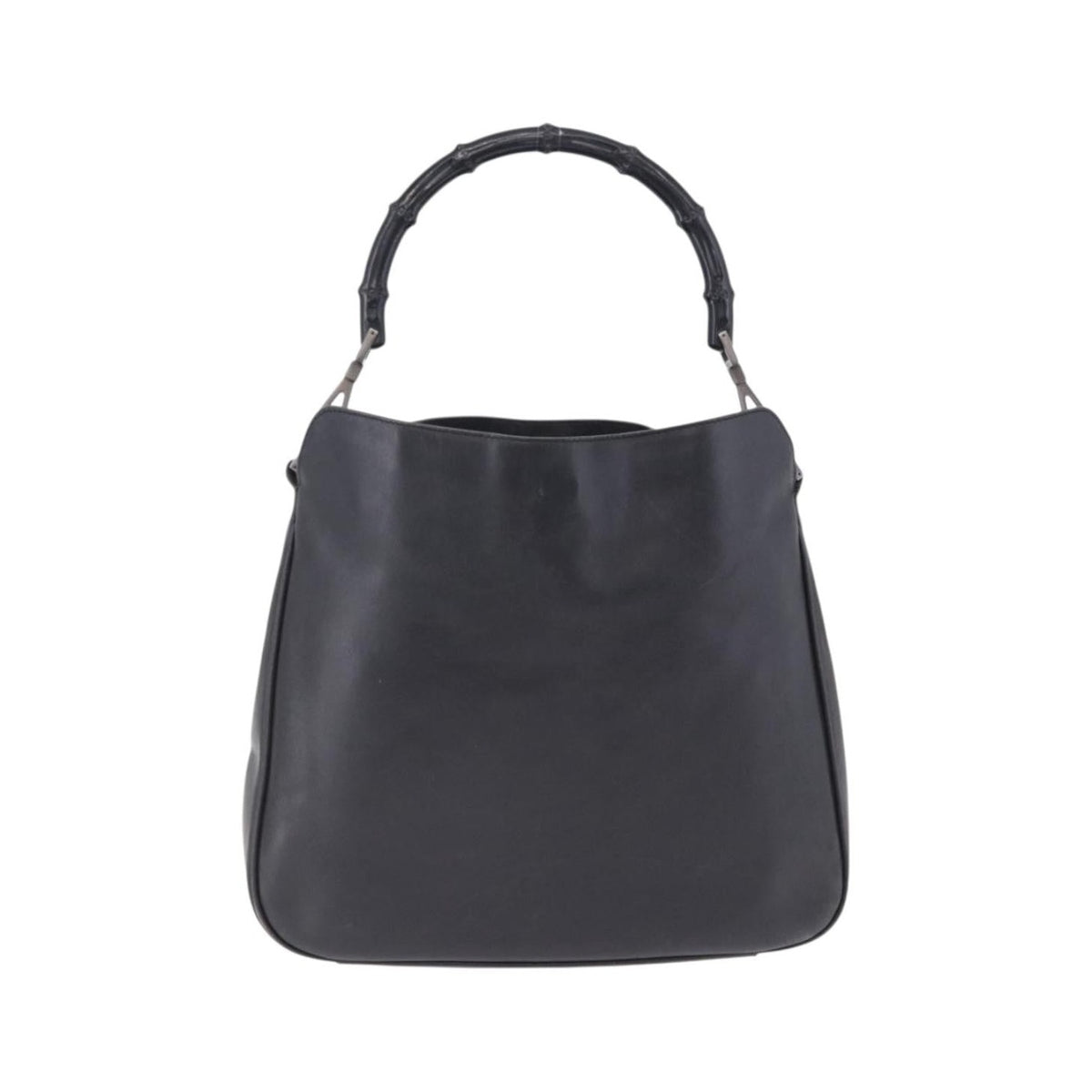 Gucci Vintage Bamboo Handle Open Hobo Leather, Black, Leather, Shoulder Bag