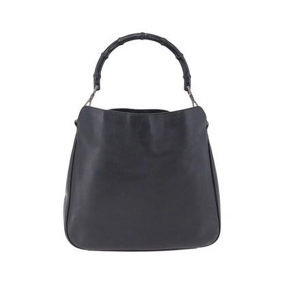 Gucci Vintage Bamboo Handle Open Hobo Leather, Black, Leather, Shoulder Bag