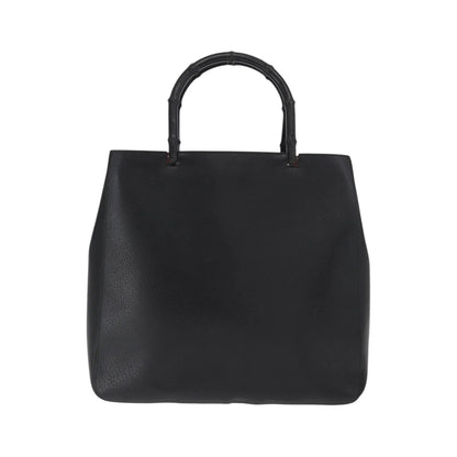 Gucci Vintage Bamboo Handle Tote Leather, Black, Leather, Tote Bag