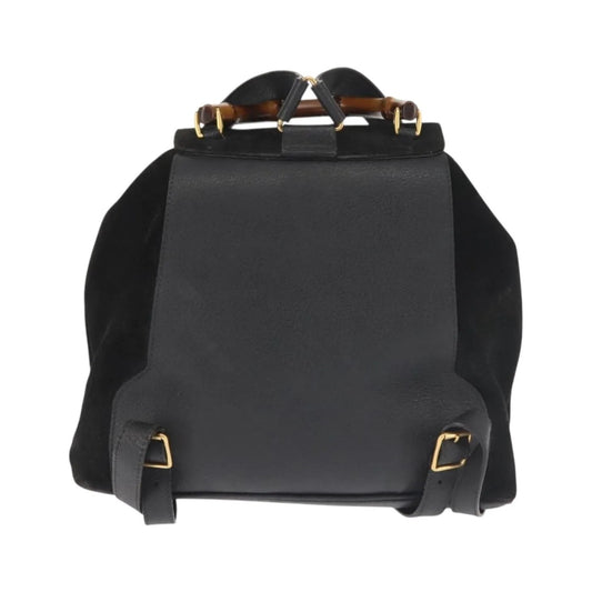 Gucci Vintage Bamboo Suede, Black, Suede, Backpack