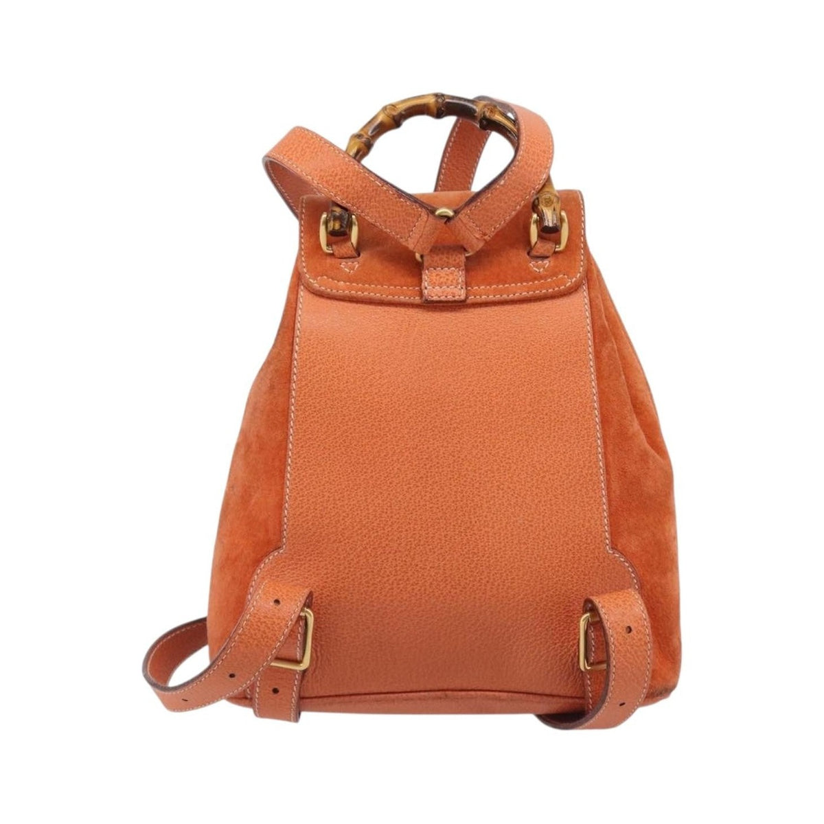 Gucci Vintage Bamboo Suede, Orange, Suede, Backpack