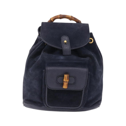 Gucci Vintage Bamboo Suede, Navy, Suede, Backpack