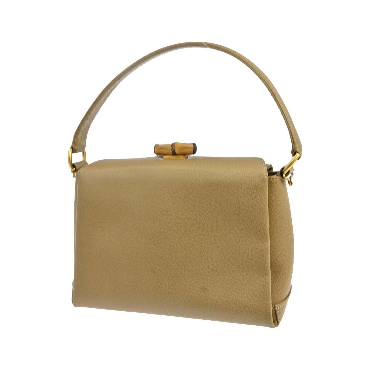 Gucci Vintage Convertible Bamboo Box Leather, Beige, Leather, Crossbody Bag