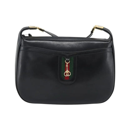 Gucci Vintage Horsebit Leather, Black, Leather, Shoulder Bag