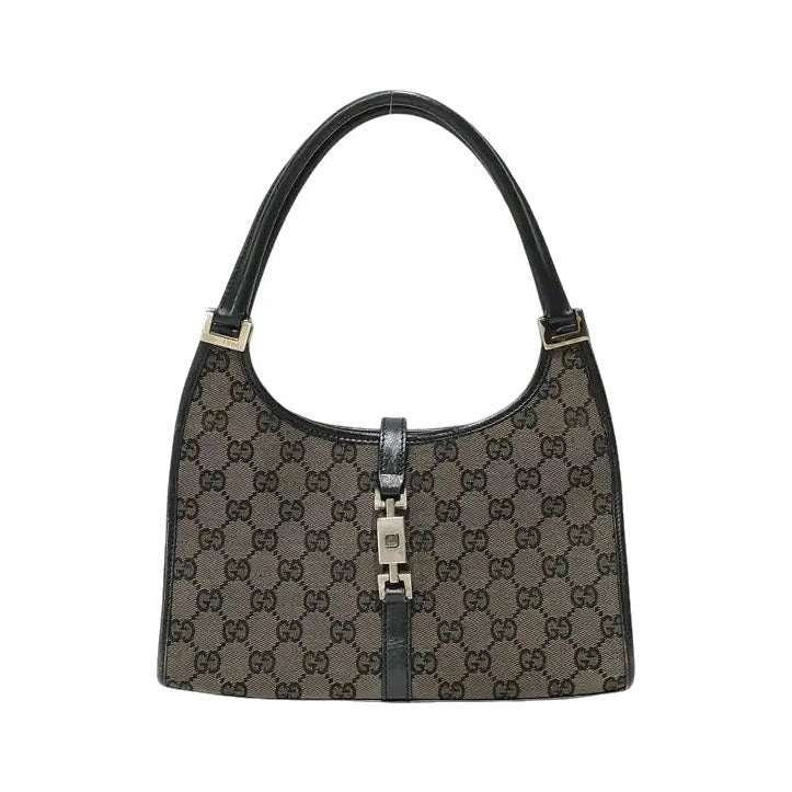 Gucci Vintage Jackie Canvas, Brown, Canvas, Handbag