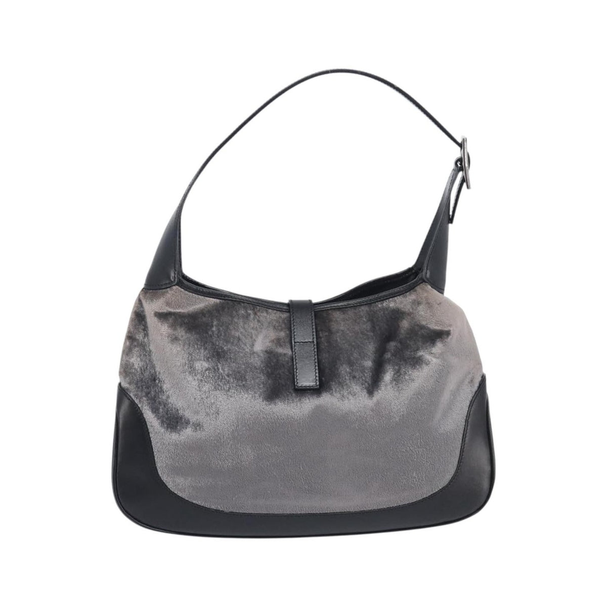 Gucci Vintage Jackie Shoulder Velvet and Leather, Black, Velvet, Handbag