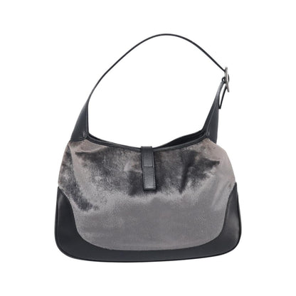 Gucci Vintage Jackie Shoulder Velvet and Leather, Black, Velvet, Handbag