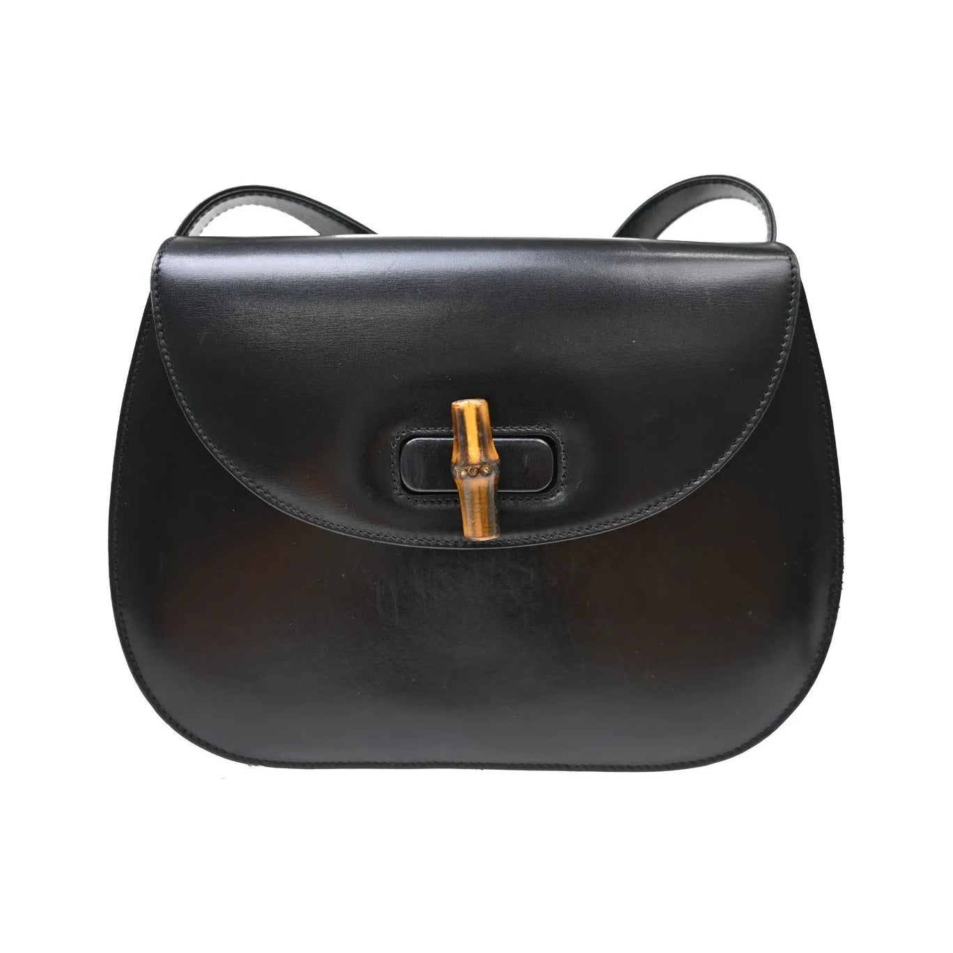 Gucci Vintage Lady Lock Flap Leather, Black, Leather, Shoulder Bag