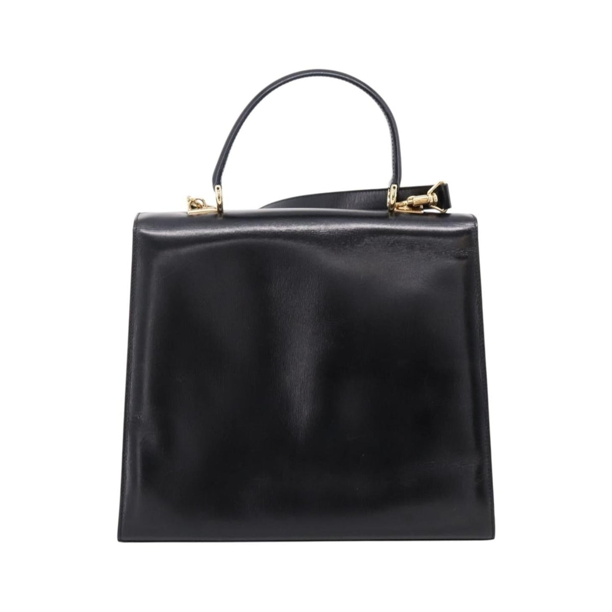 Gucci Vintage Lady Lock Top Handle Leather, Black, Leather, Handbag