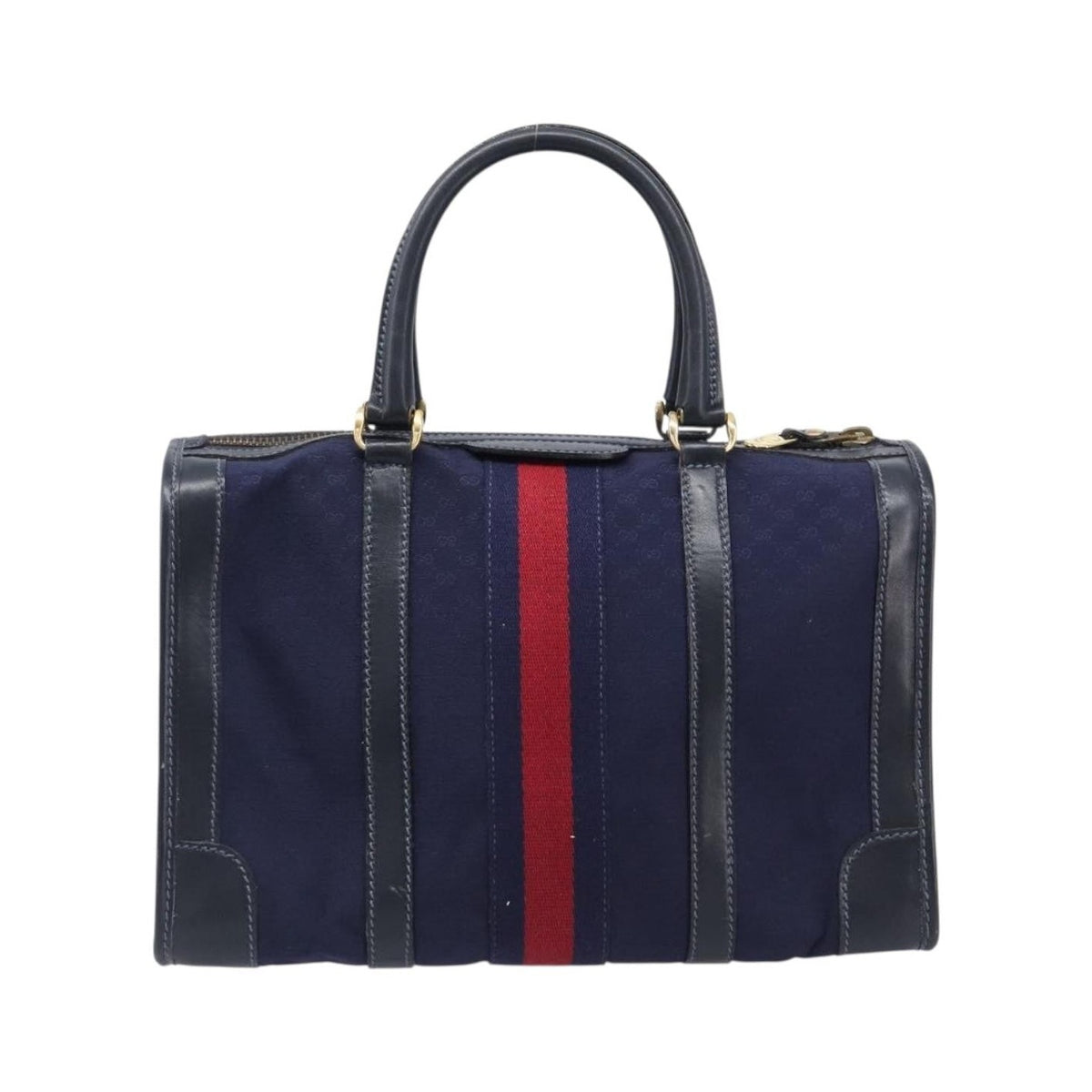 Gucci Vintage Web Boston GG Canvas, Navy, Canvas, Handbag