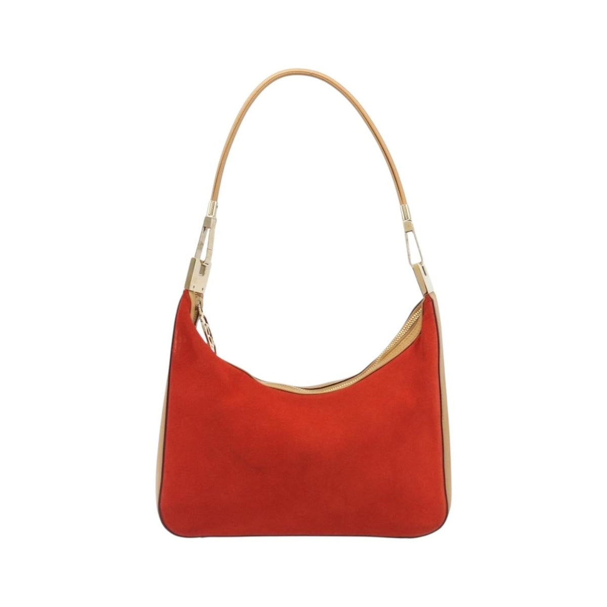 Gucci Vintage Zip Hobo Leather & Suede, Red, Suede, Shoulder Bag