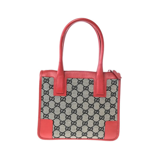 Gucci Vintage Zip Tote GG Canvas with Leather, Gray, Canvas, Tote Bag