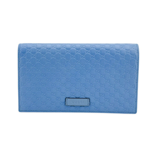 Gucci Wallet on Strap Microguccissima Leather, Blue, Leather, Crossbody Bag