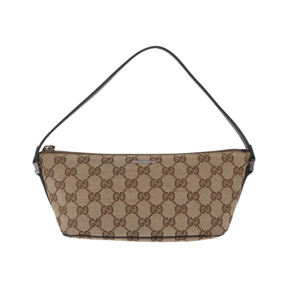 Gucci Web Boat Pochette GG Canvas and Leather, Beige, Canvas, Handbag