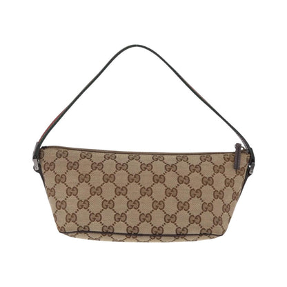 Gucci Web Boat Pochette GG Canvas and Leather, Beige, Canvas, Handbag