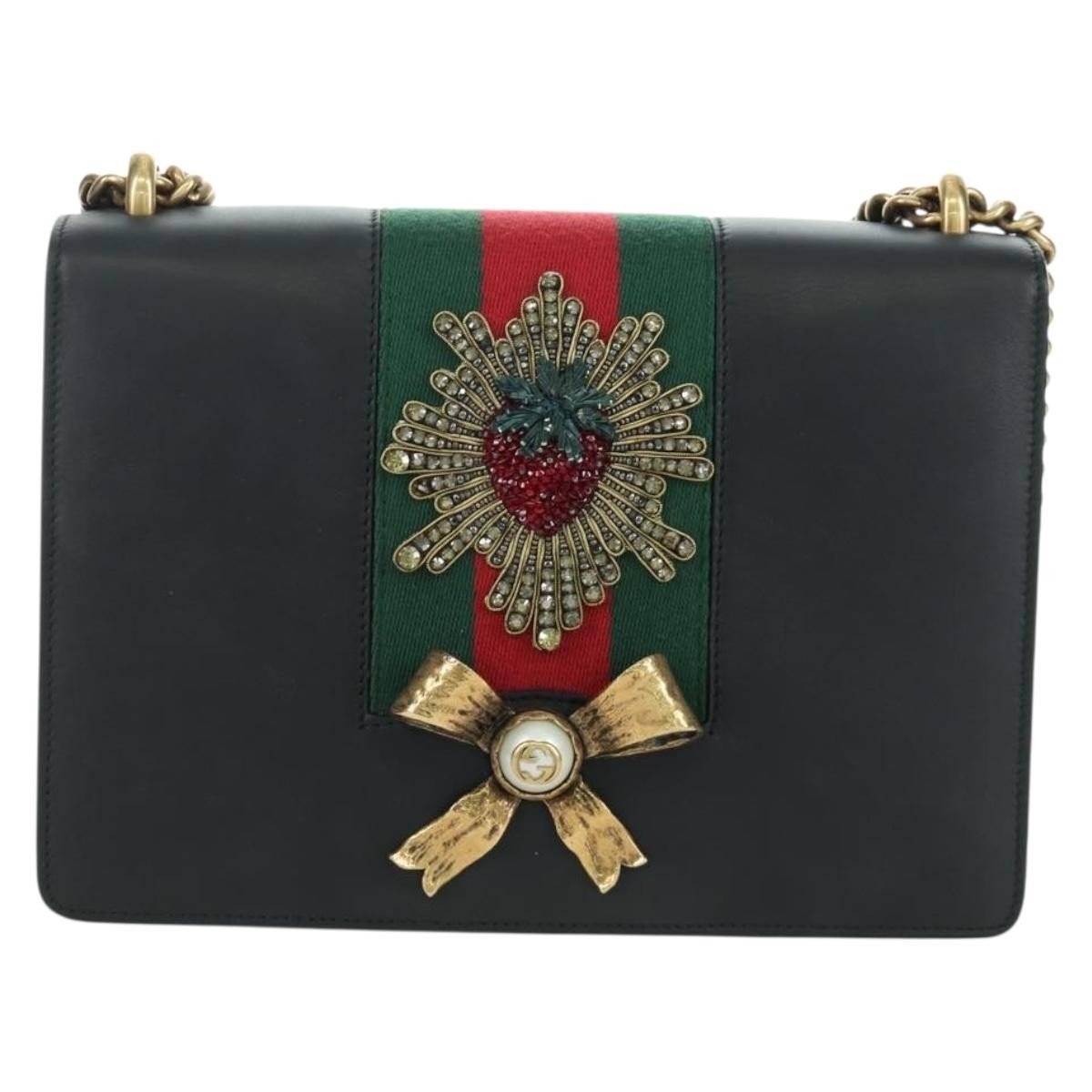 Gucci Web Peony Chain Shoulder Bag - Brandsamsara