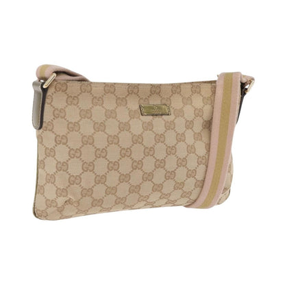 Gucci Web Strap Messenger GG Coated Canvas, Beige, Canvas, Handbag
