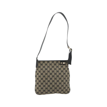 Gucci Web Strap Zip Messenger GG Canvas, Beige, Canvas, Handbag