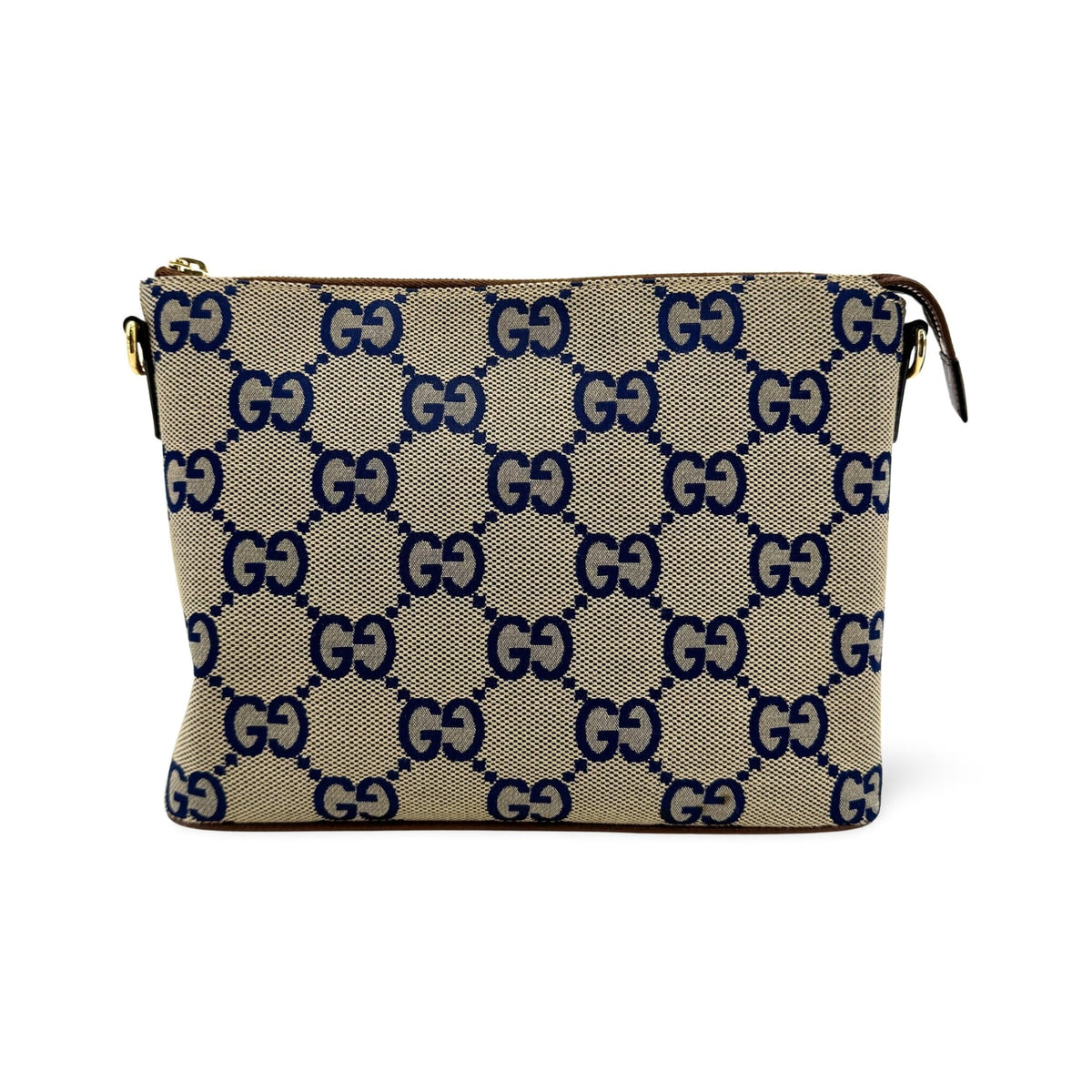 Gucci Zip Messenger Jumbo GG Canvas, Brown, Canvas, Handbag