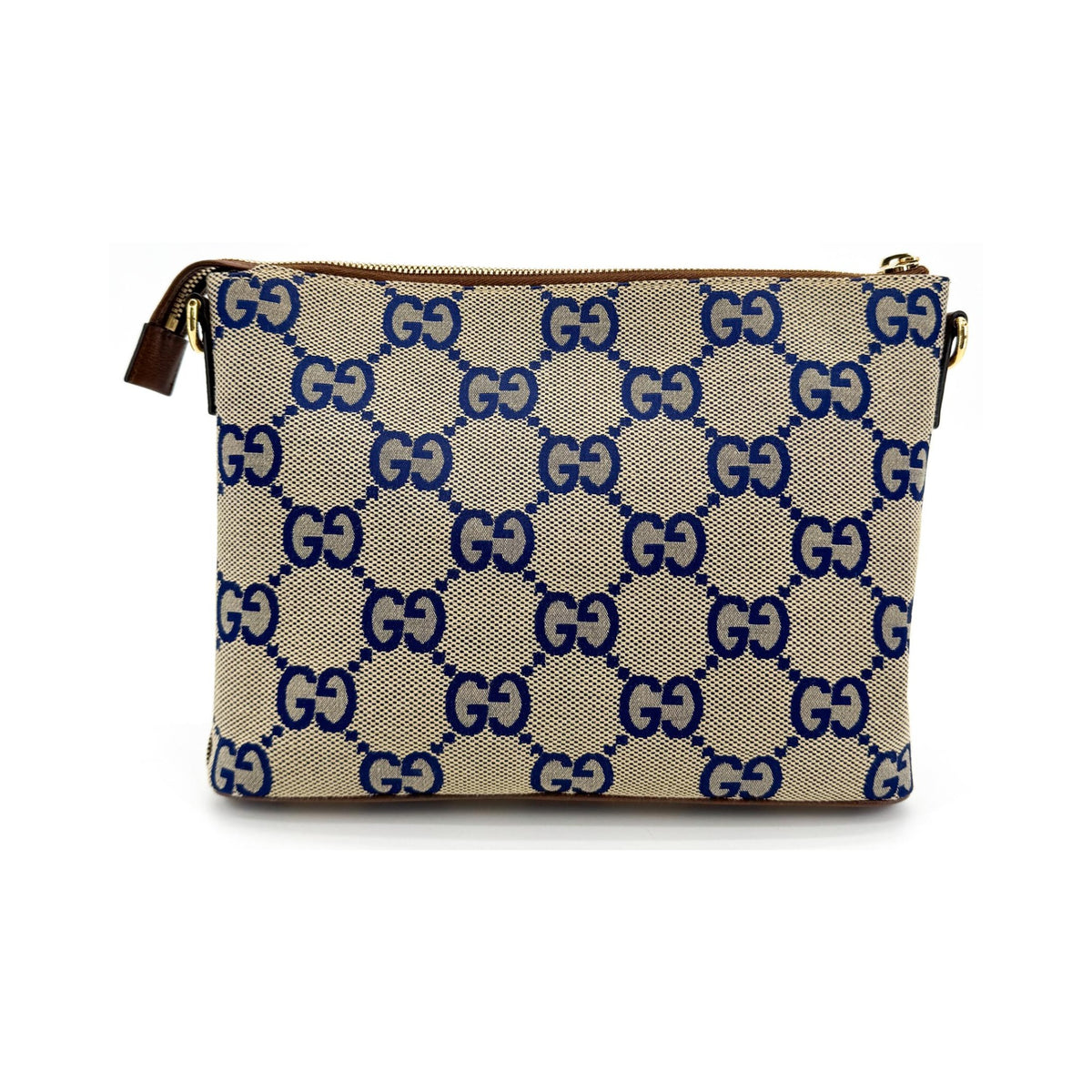 Gucci Zip Messenger Jumbo GG Canvas, Brown, Canvas, Handbag