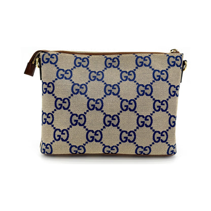 Gucci Zip Messenger Jumbo GG Canvas, Brown, Canvas, Handbag