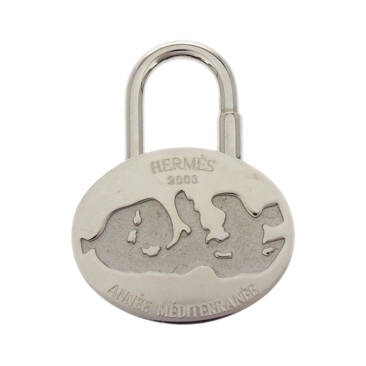 Hermes Annee Mediterranee Cadena Lock Charm Metal, Silver, Silver Plated, Charm