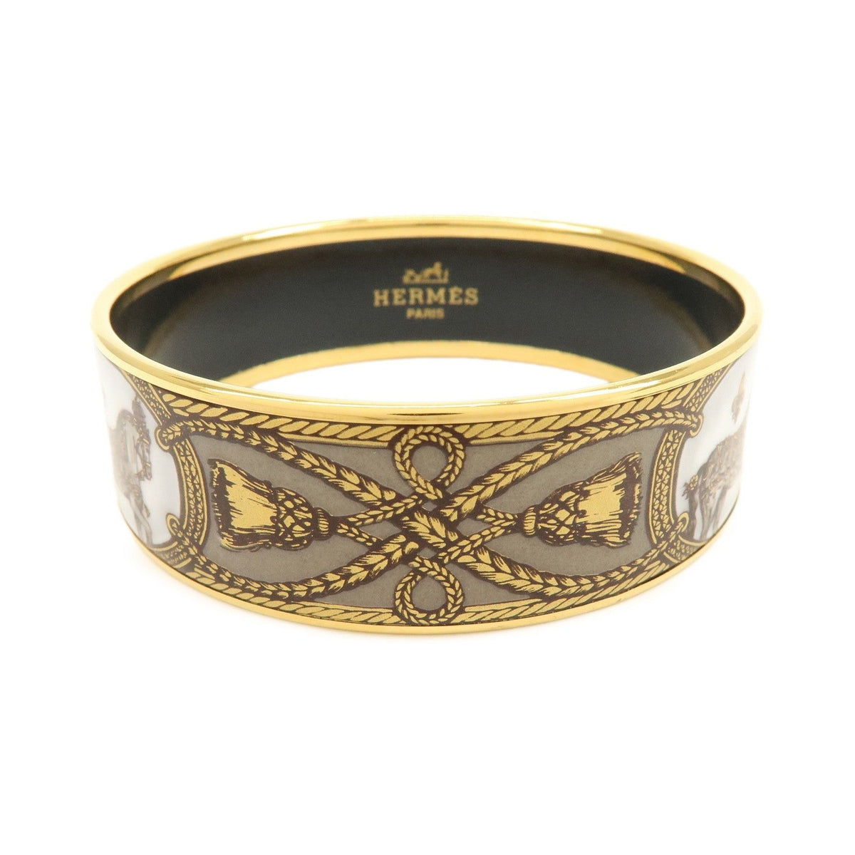 Hermes Bangle Printed Enamel, Multicolour, Gold Plated, Bracelet